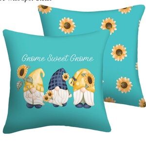 Mainstays 16" x 16" Reversible Sunflower Gnome Decorative Outdoor Throw Pillow